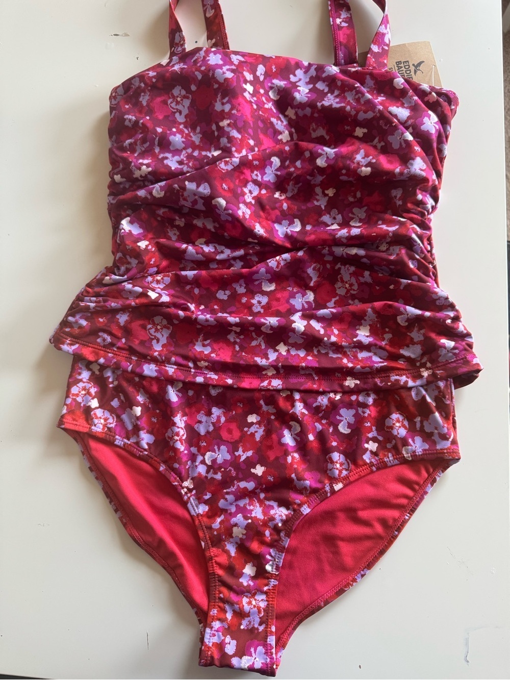 Eddie Bauer Pink and Red Floral One-Piece Swim NWT